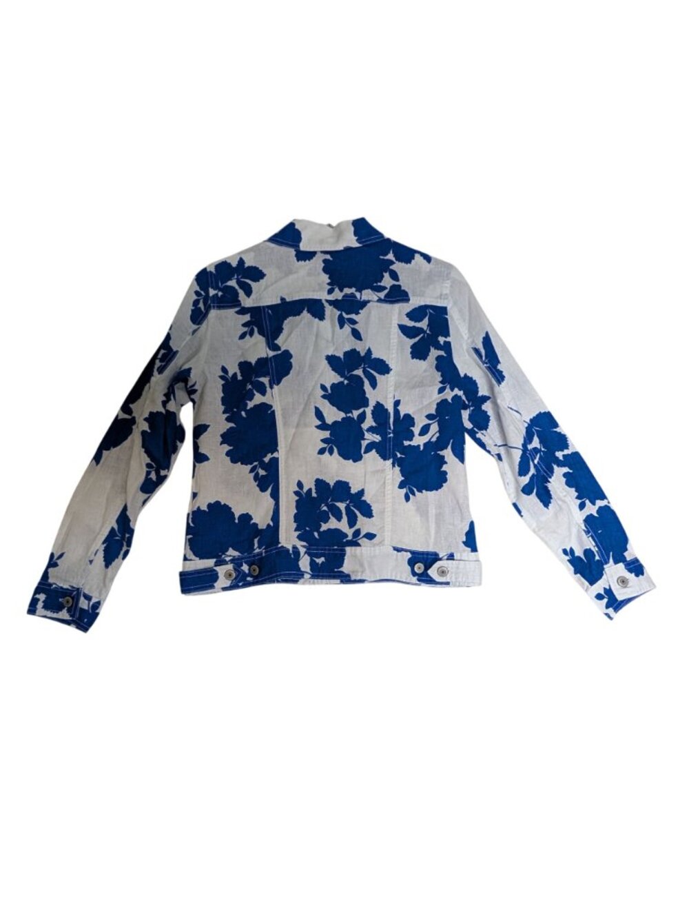 Cynthia Rowley 100% Linen Blue & White Floral Jacket Size S With Button Front & - Picture 3 of 10